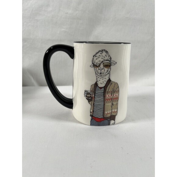 New Hipster Animal Coffee Mug Goat Sheep Stoneware 518ml 17.5 oz - Picture 2 of 6
